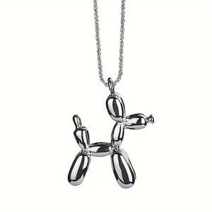 18k Gold plated Stainless steel balloon dog pendant chain silver tone